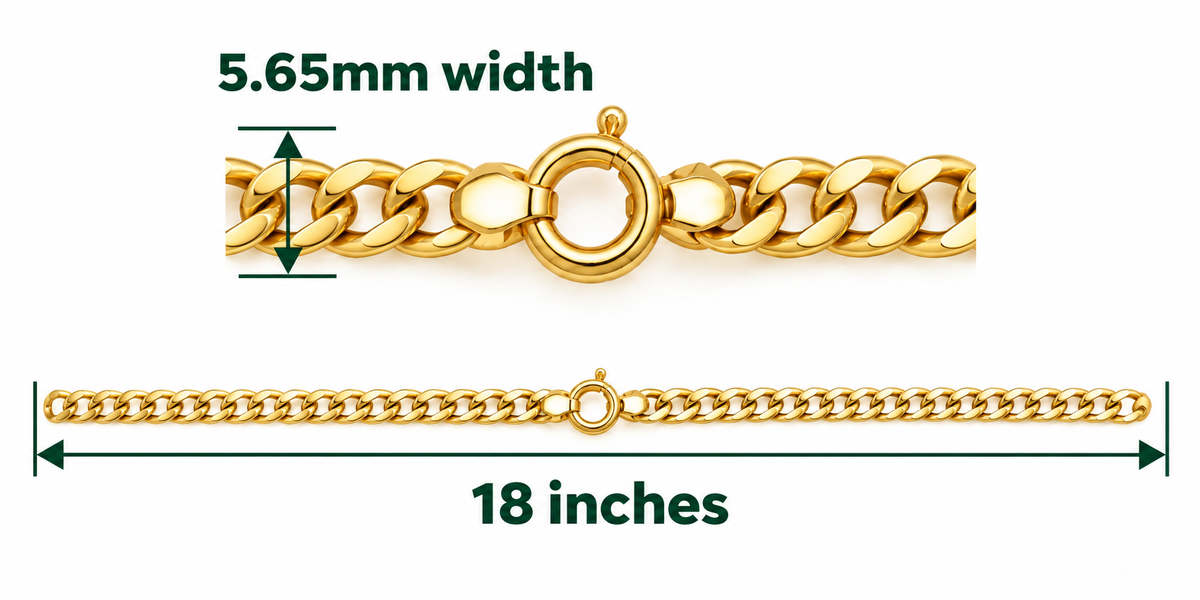 14K Yellow Gold Cuban Link Chain – 18" – 5.65 mm – 20.06 g