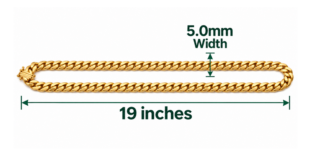 14K Yellow Gold Cuban Link Chain – 19" – 5.0 mm – 51.79 g