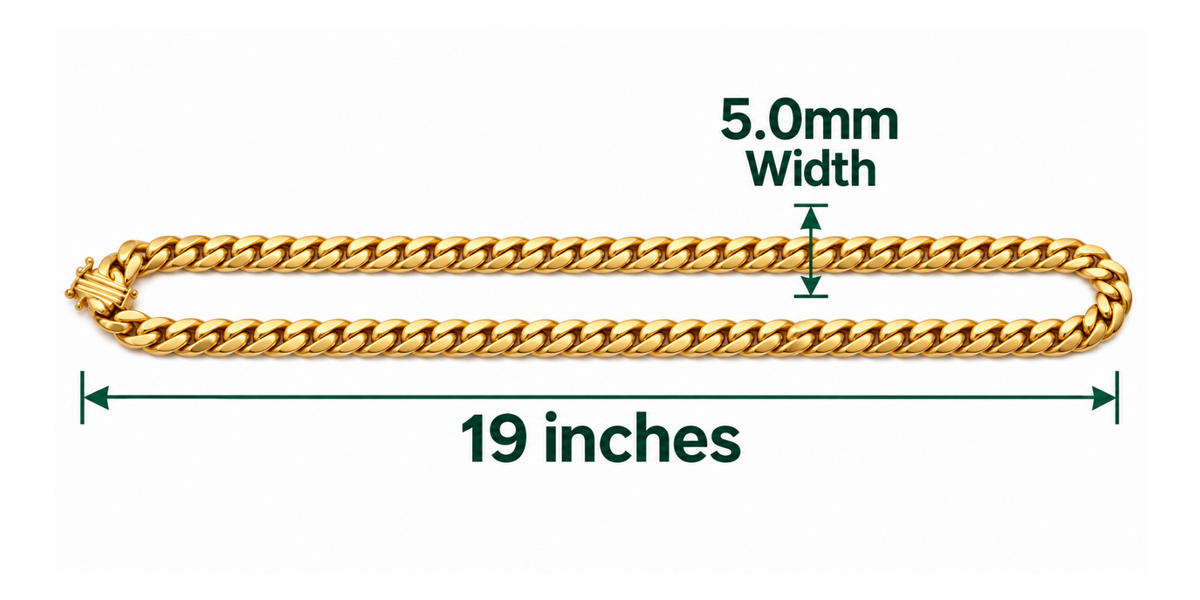 14K Yellow Gold Cuban Link Chain – 19" – 5.0 mm – 51.79 g