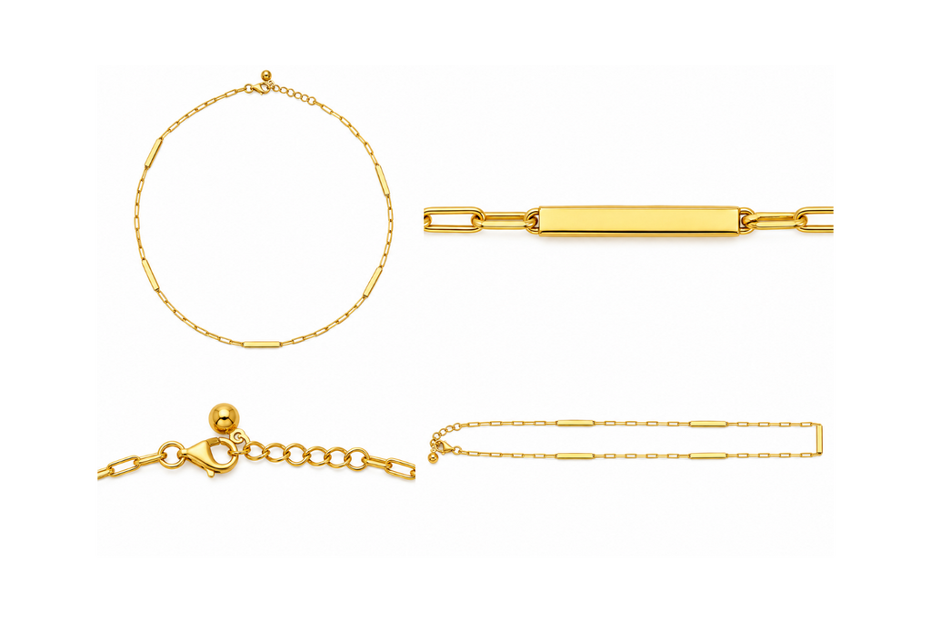 14K Gold Paperclip Necklace with Polished Bars – 16
