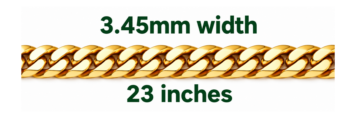 14K Yellow Gold Cuban Link Chain – 23" – 3.45 mm – 28.15 g