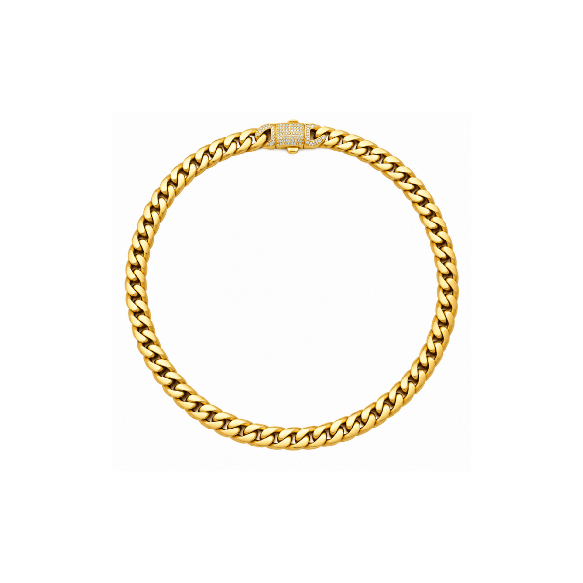14K Yellow Gold Cuban Link Chain with Zirconia Clasp – 20