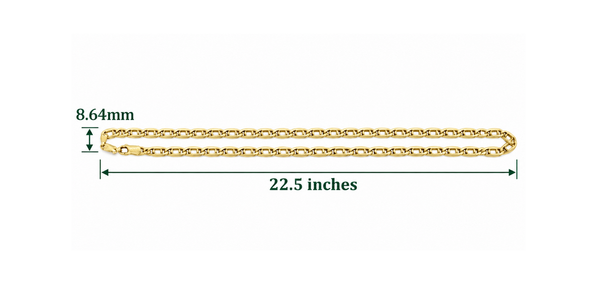 14K Yellow Gold Mariner Link Chain – 22.5"