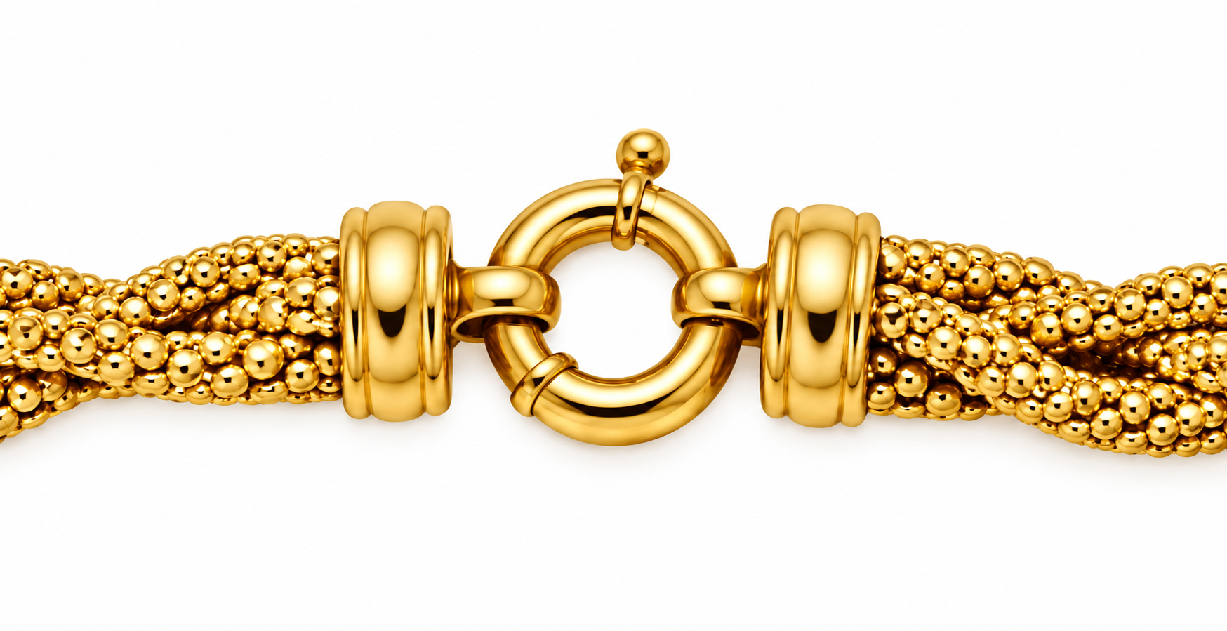 18K Yellow Gold Braided Multi-Strand Necklace – 16" – 7.35 mm – 22.55 g