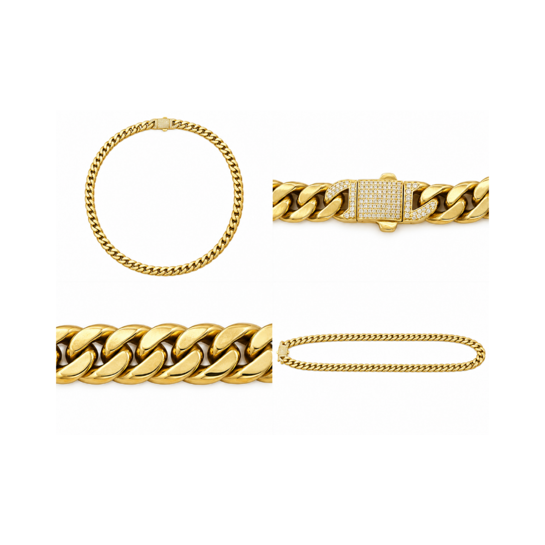 14K Yellow Gold Cuban Link Chain with Zirconia Clasp – 20