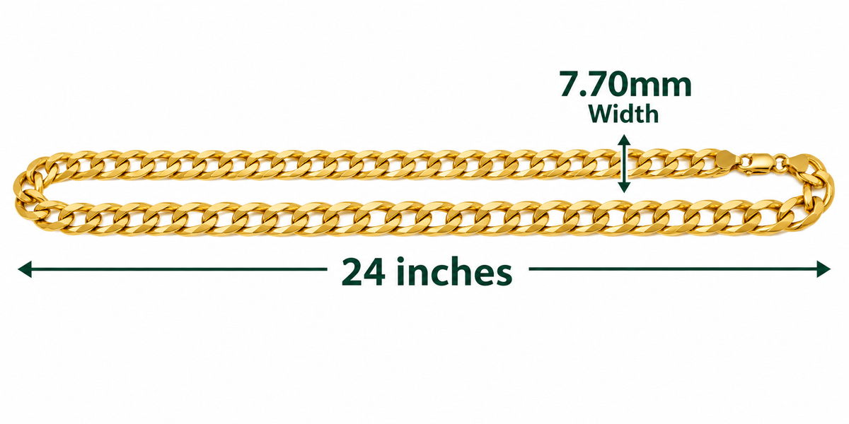 14K Yellow Gold Cuban Link Chain – 24" – 7.70 mm – 51.63 g