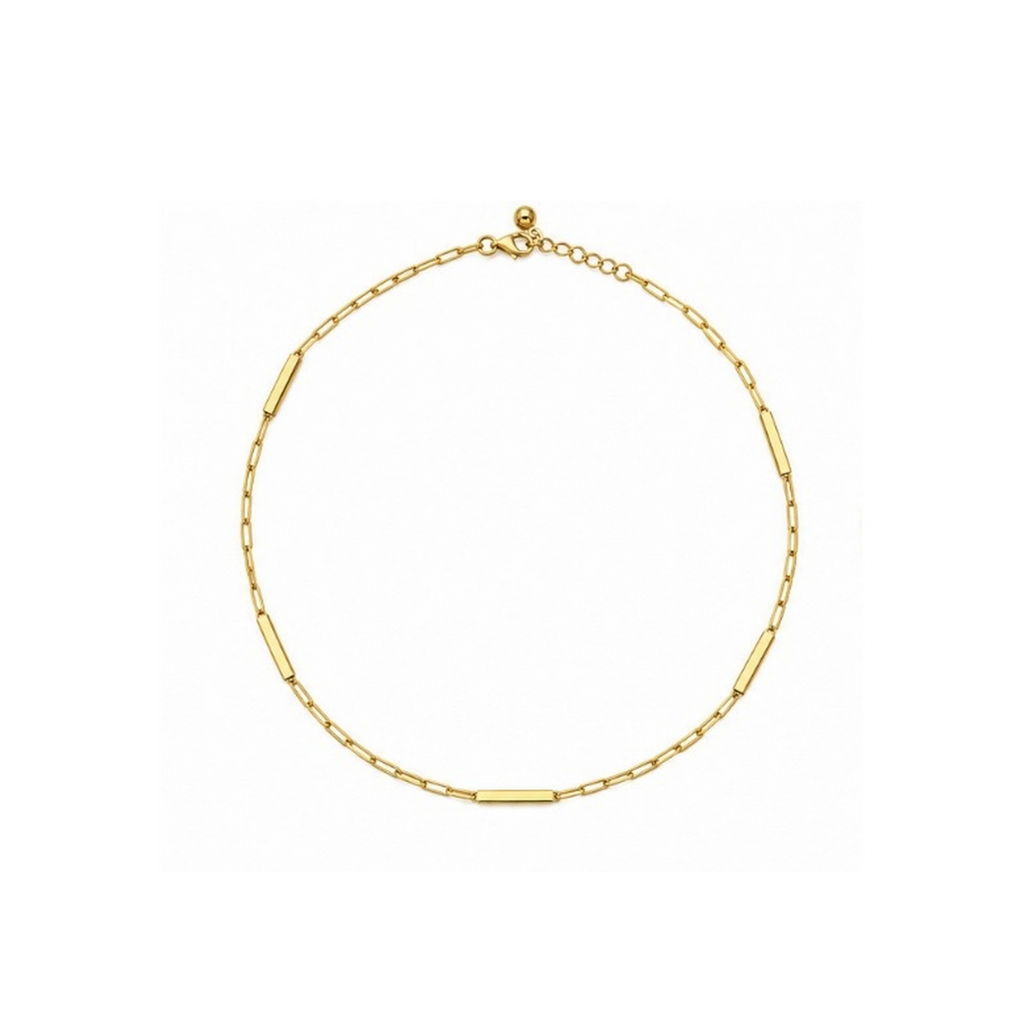 14K Gold Paperclip Necklace with Polished Bars – 16