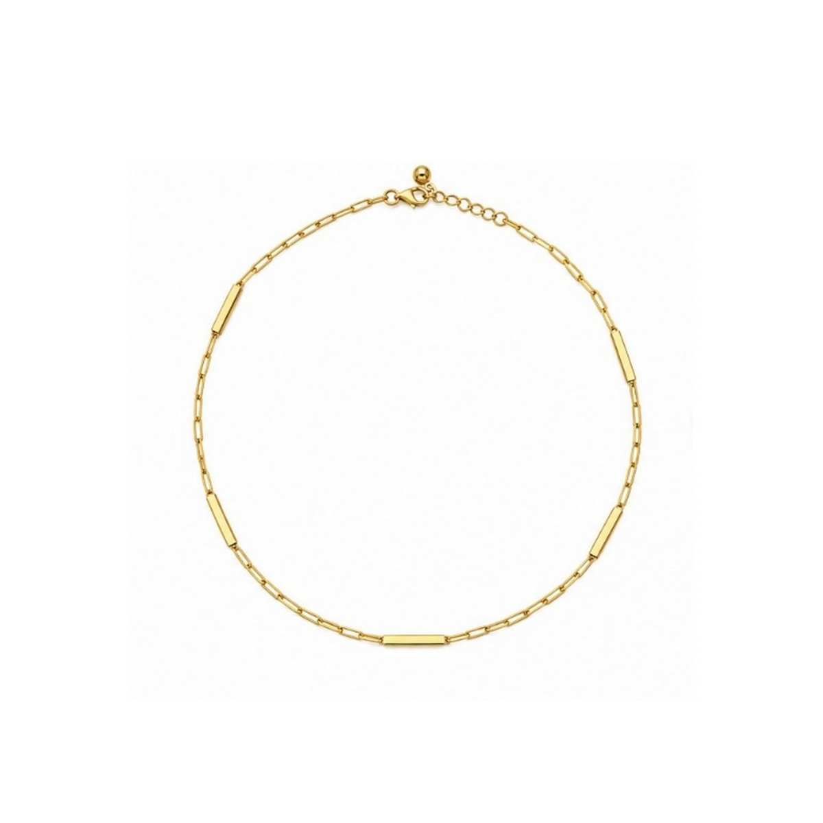 14K Gold Paperclip Necklace with Polished Bars – 16
