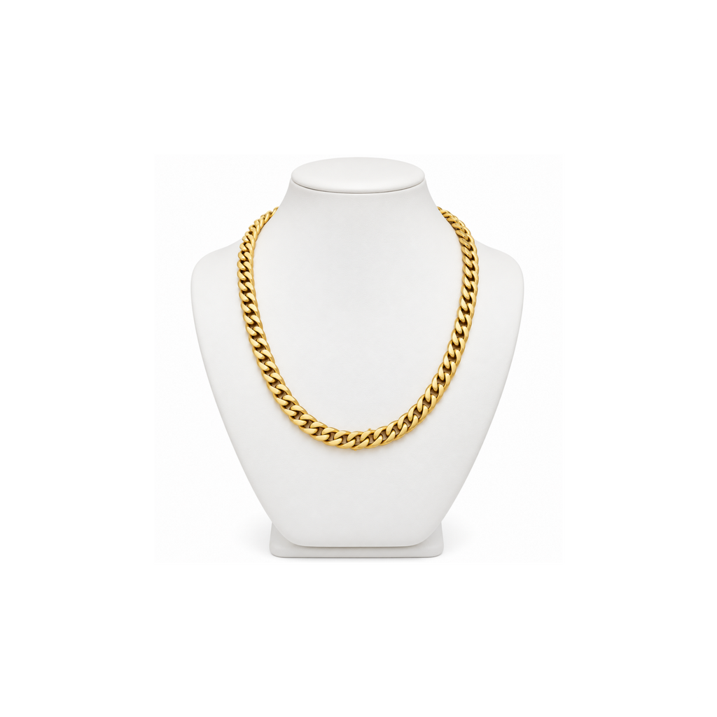 14K Yellow Gold Cuban Link Chain with Zirconia Clasp – 20
