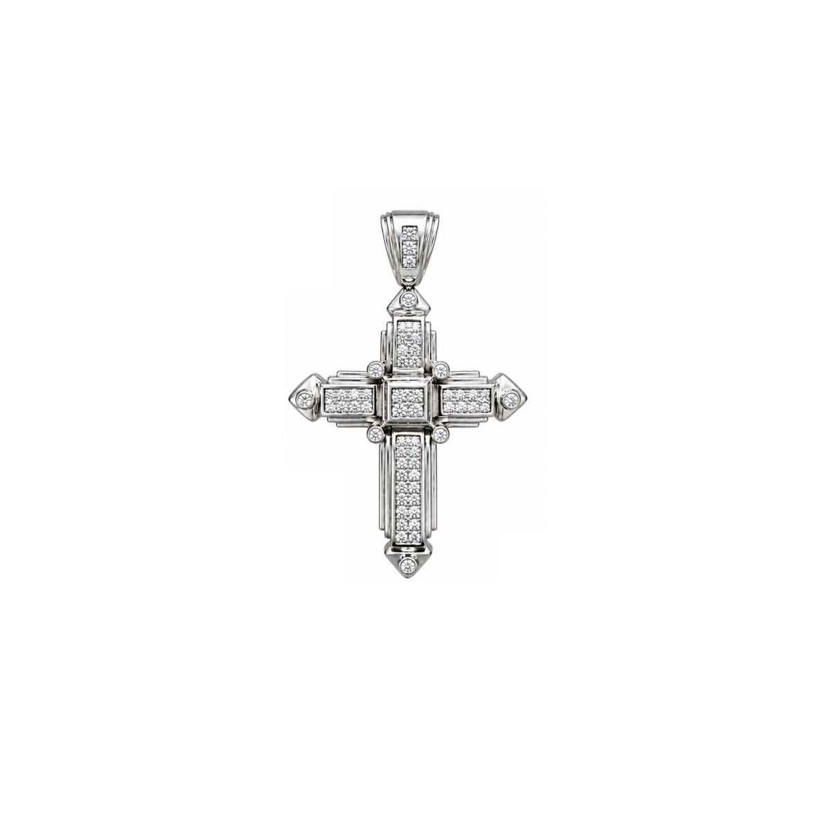 14K White Gold Diamond Cross Pendant