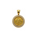 10K Yellow Gold CZ Coin Pendant – 11.20g