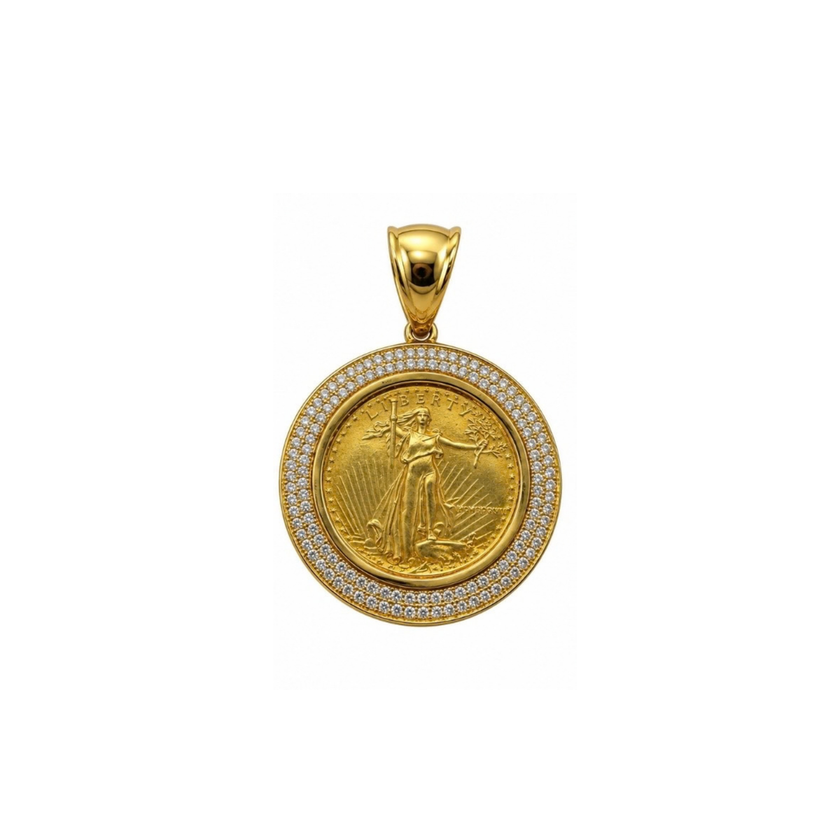 10K Yellow Gold CZ Coin Pendant – 11.20g