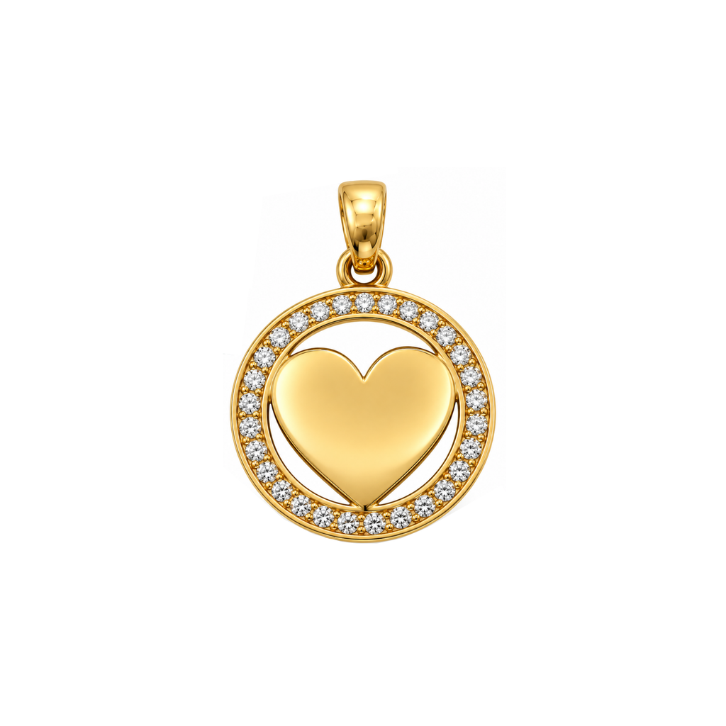 10K Yellow Gold Heart & CZ Pendant