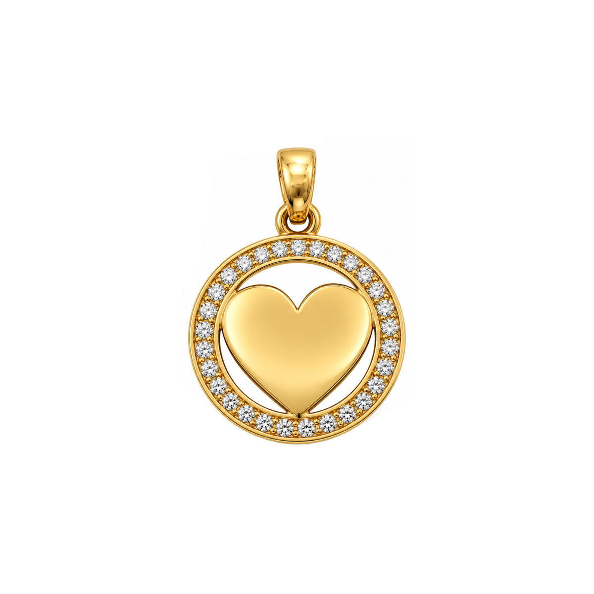 10K Yellow Gold Heart & CZ Pendant