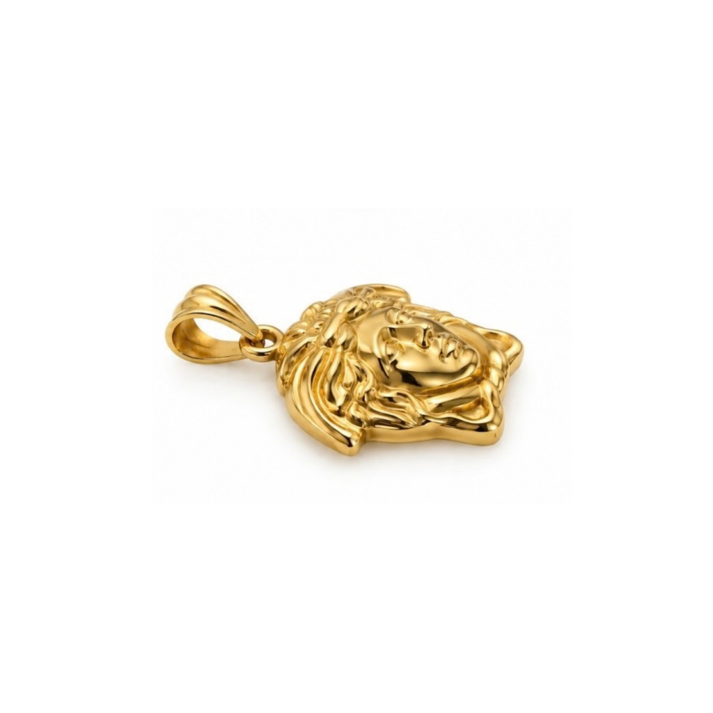14K Yellow Gold Medusa Head Pendant
