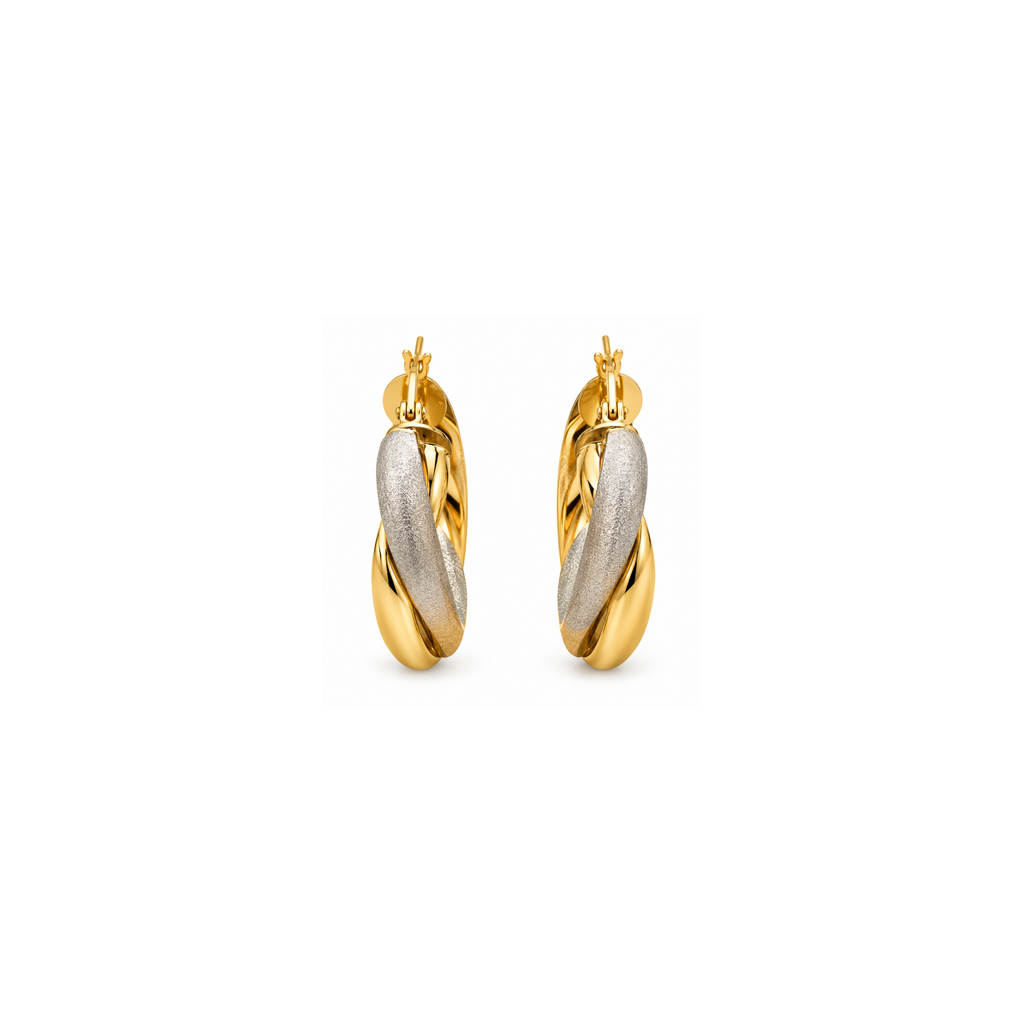 14K Two-Tone White & Yellow Gold Earrings – 3.9 DWT