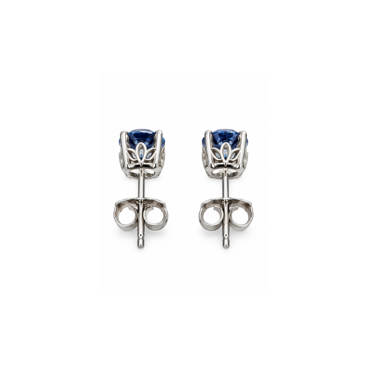14K White Gold Blue Zirconia Stud Earrings