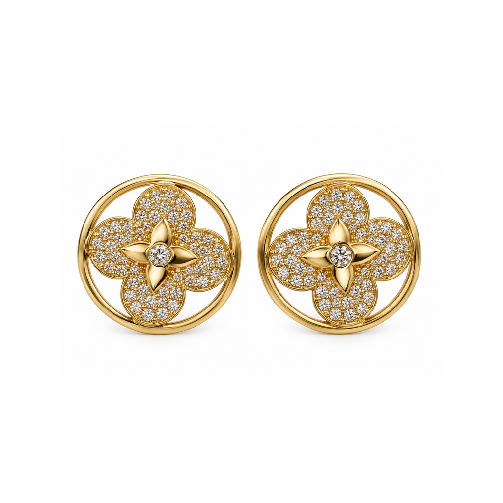 14K Yellow Gold Zirconia Stud Earrings