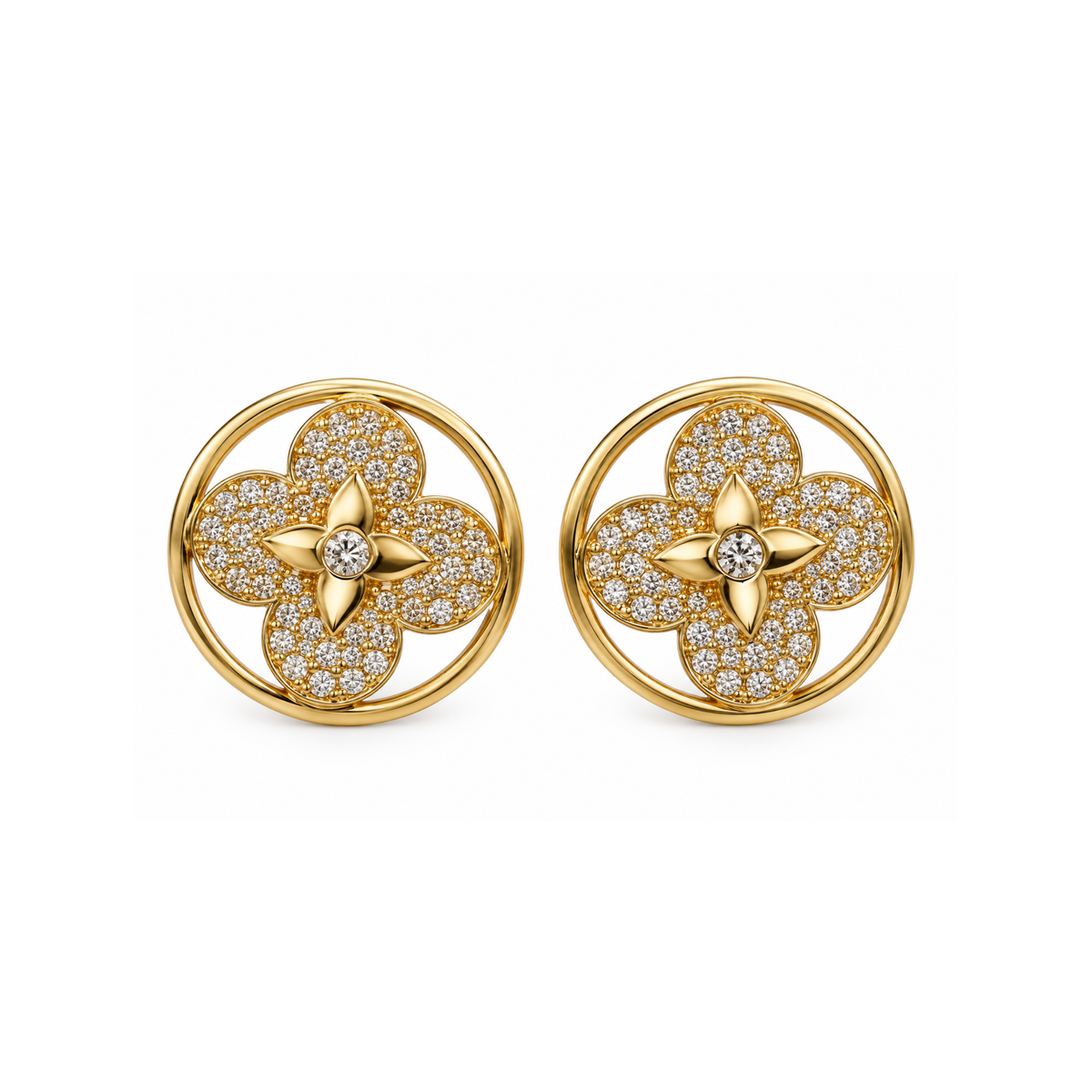 14K Yellow Gold Zirconia Stud Earrings