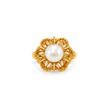 14K Yellow Gold Pearl Statement Ring – Size 5.25