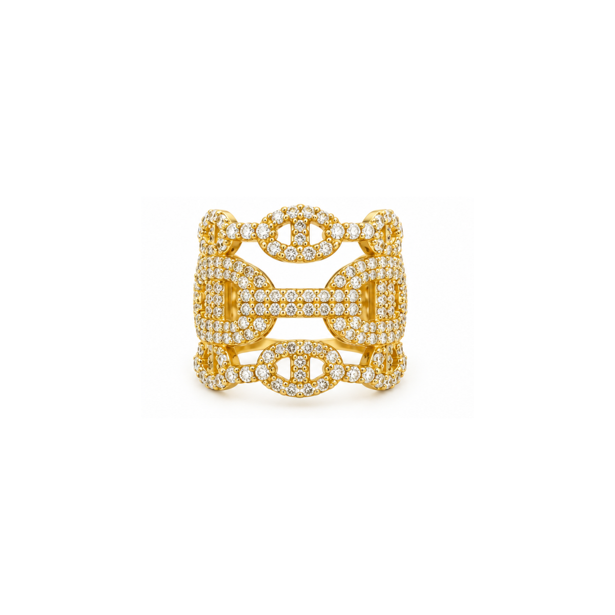 10K Yellow Gold Statement Ring with Cubic Zirconia