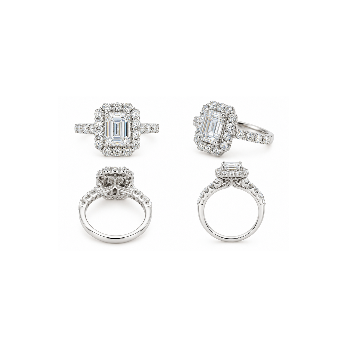 14K White Gold 3 CT Lab-Grown Diamond Halo Ring
