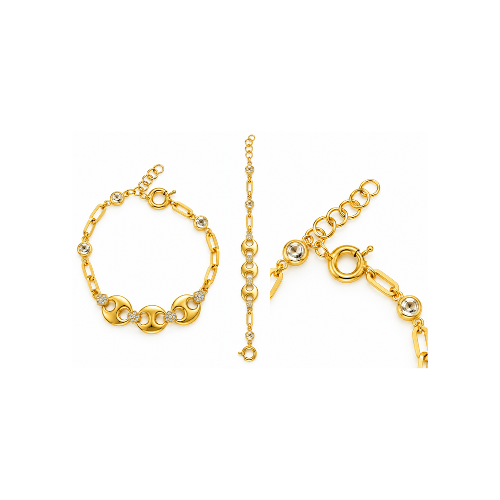 14K Yellow Gold Zirconia Bracelet