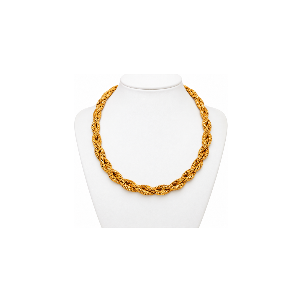 18K Yellow Gold Braided Multi-Strand Necklace – 16" – 7.35 mm – 22.55 g