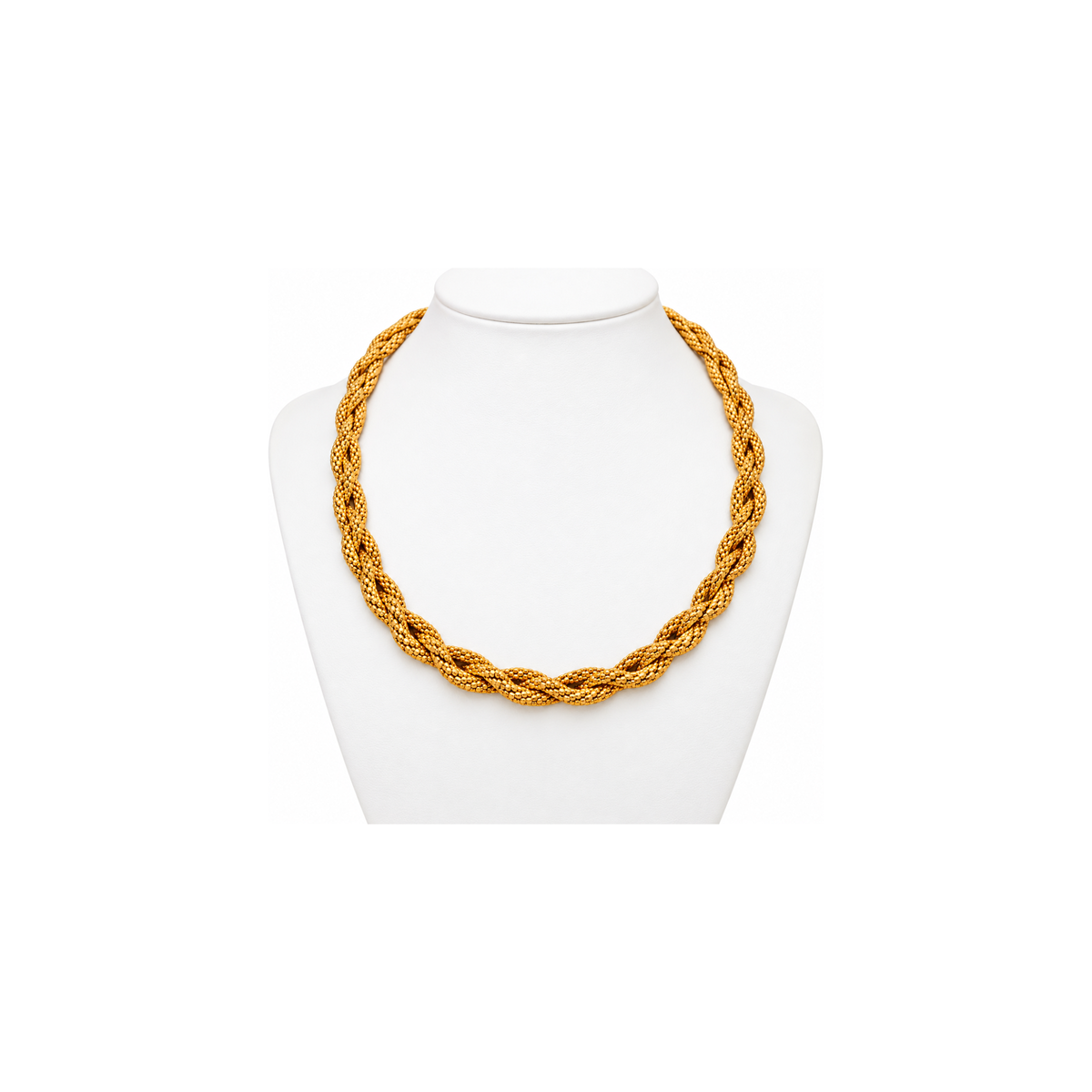 18K Yellow Gold Braided Multi-Strand Necklace – 16" – 7.35 mm – 22.55 g