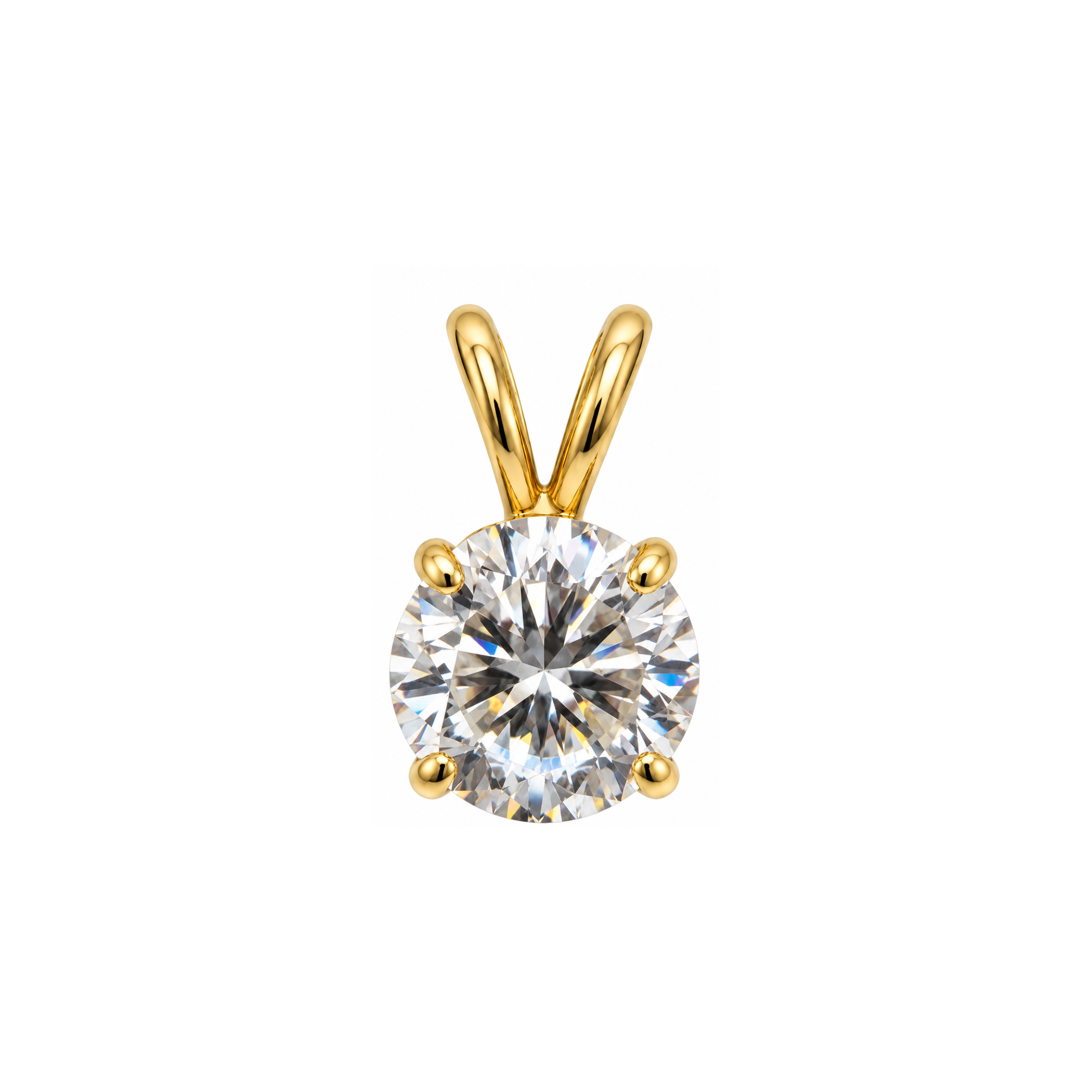 14K Yellow Gold 5 CT Moissanite Solitaire Pendant