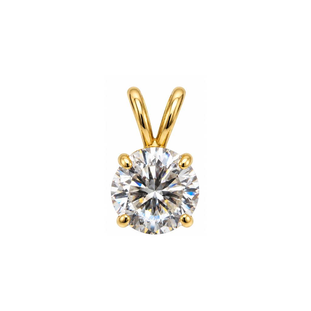 14K Yellow Gold 5 CT Moissanite Solitaire Pendant