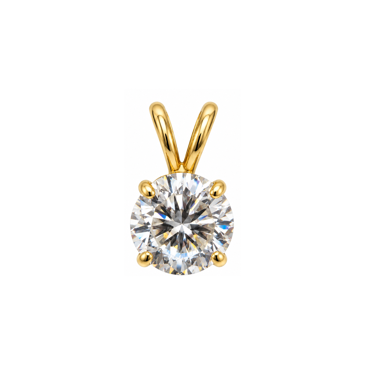 14K Yellow Gold 5 CT Moissanite Solitaire Pendant