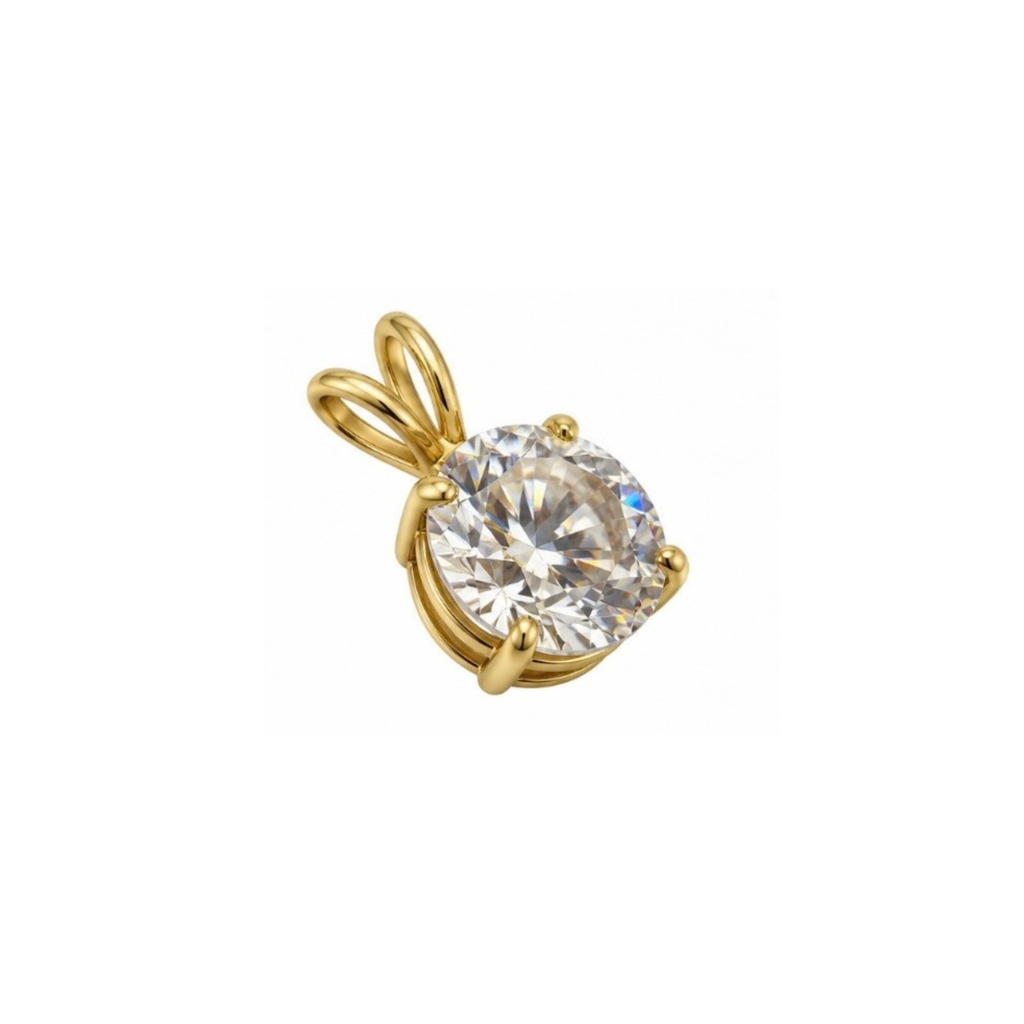 14K Yellow Gold 5 CT Moissanite Solitaire Pendant