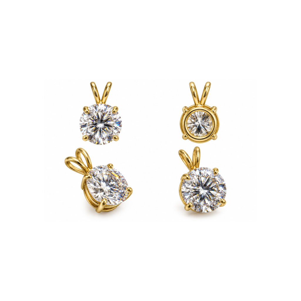 14K Yellow Gold 5 CT Moissanite Solitaire Pendant