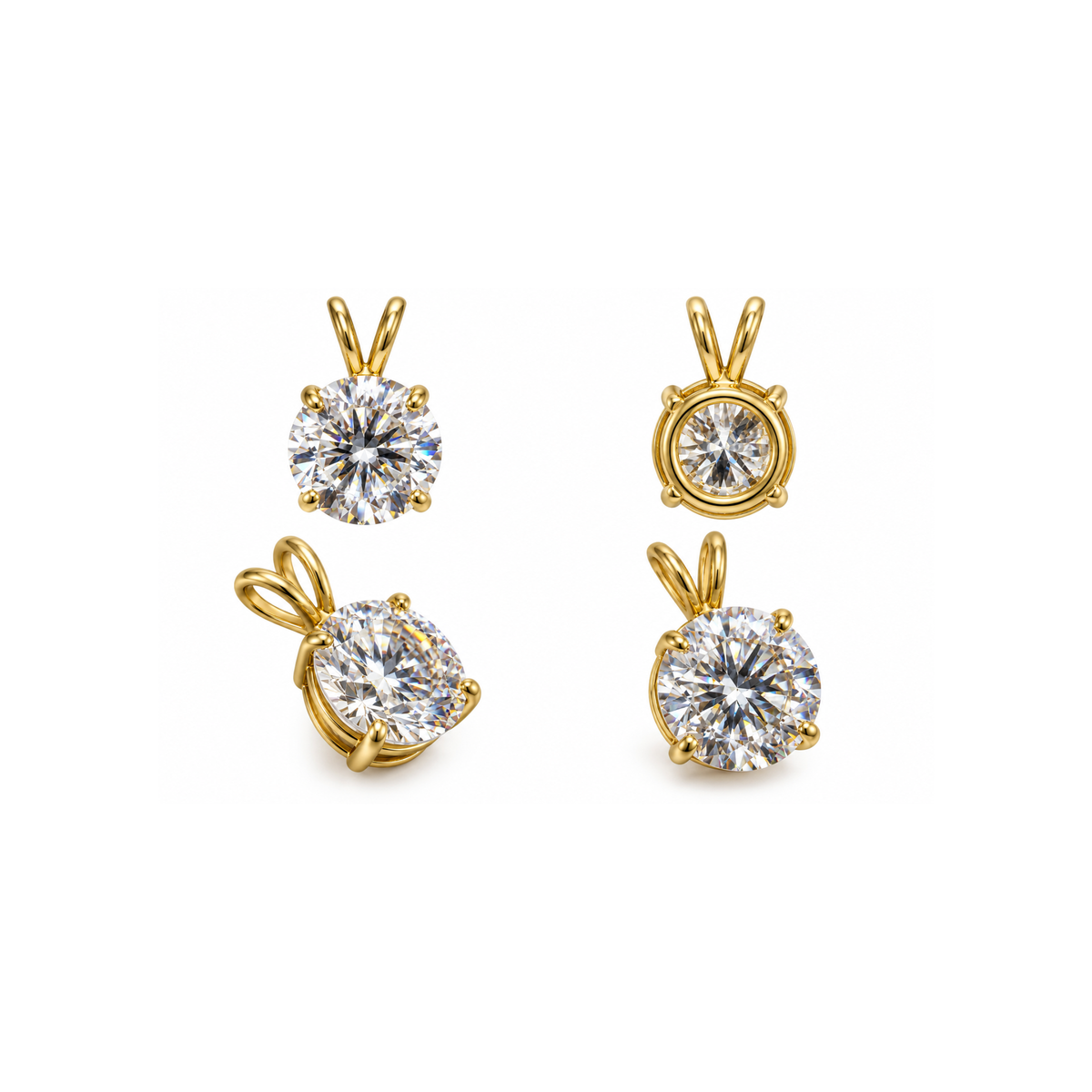 14K Yellow Gold 5 CT Moissanite Solitaire Pendant
