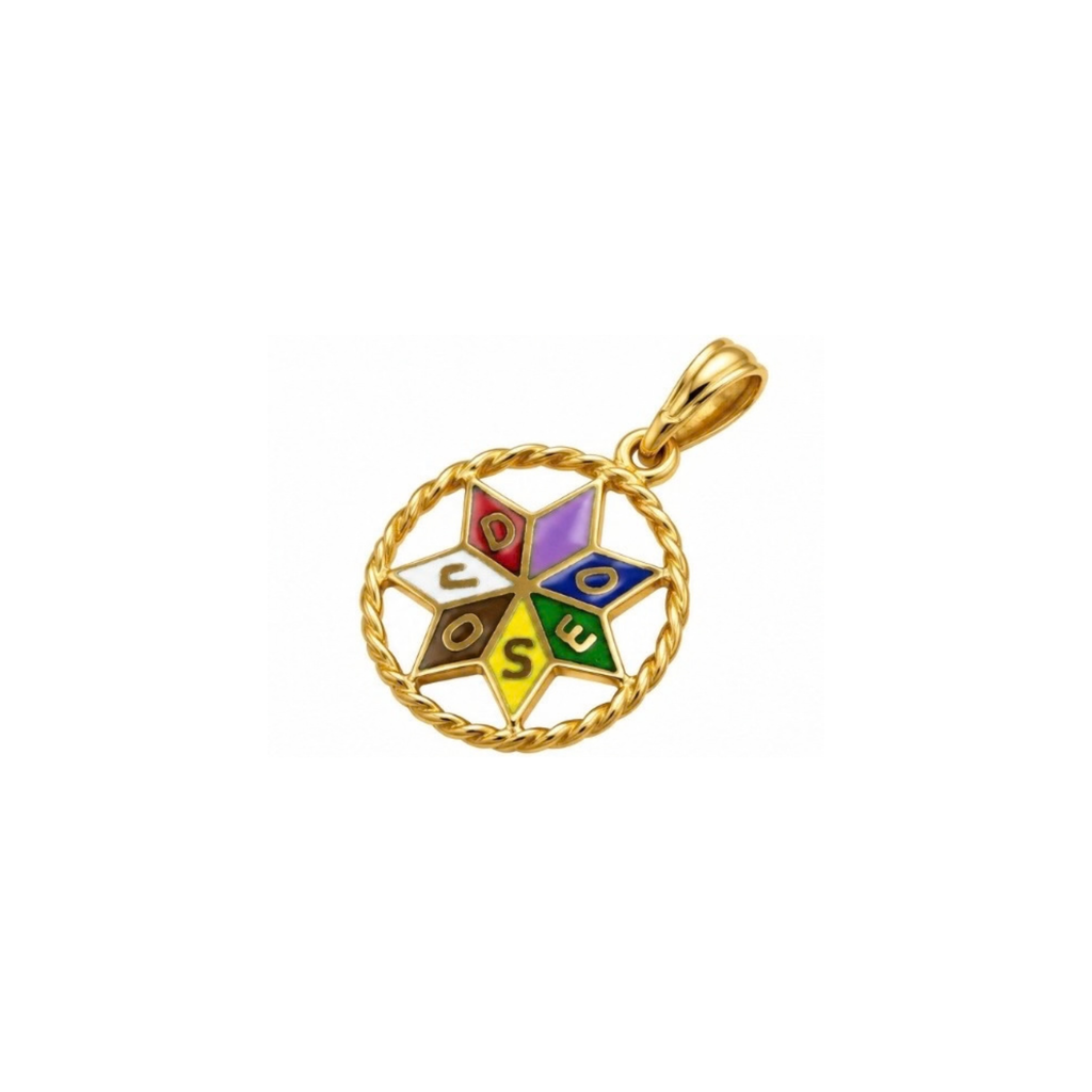 18K Gold Eastern Star Enamel Pendant