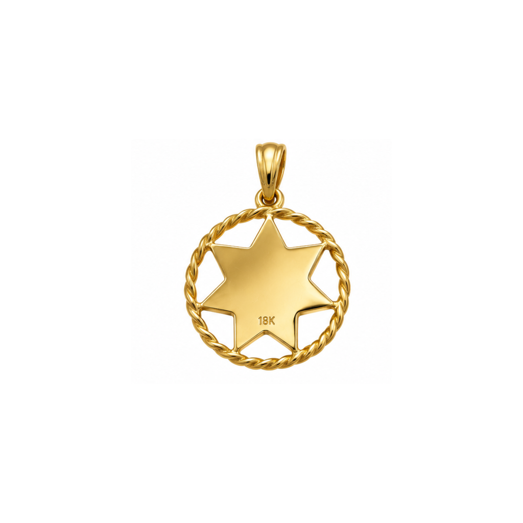 18K Gold Eastern Star Enamel Pendant