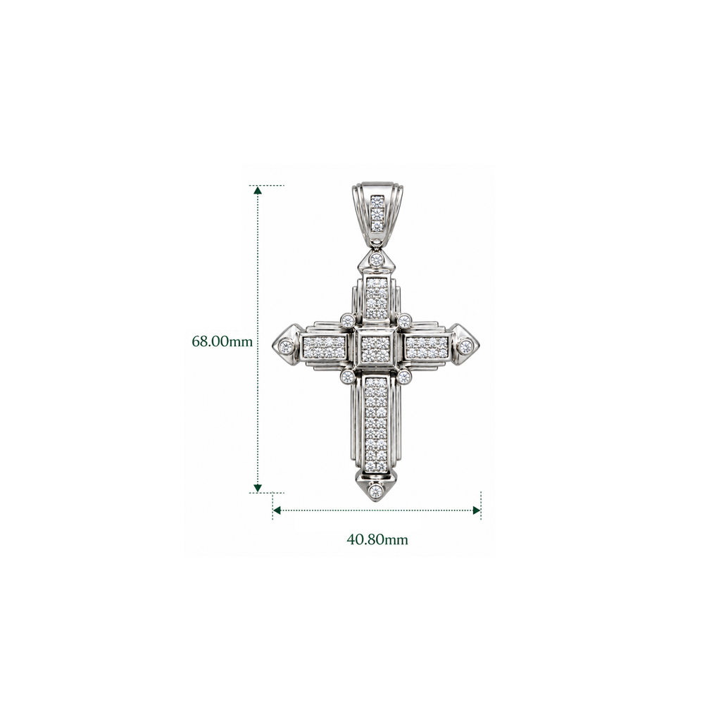 14K White Gold Diamond Cross Pendant