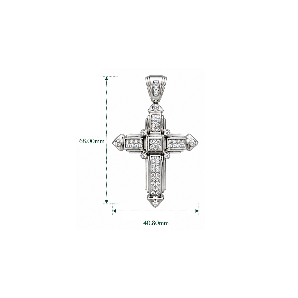 14K White Gold Diamond Cross Pendant