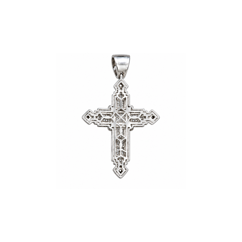 14K White Gold Diamond Cross Pendant