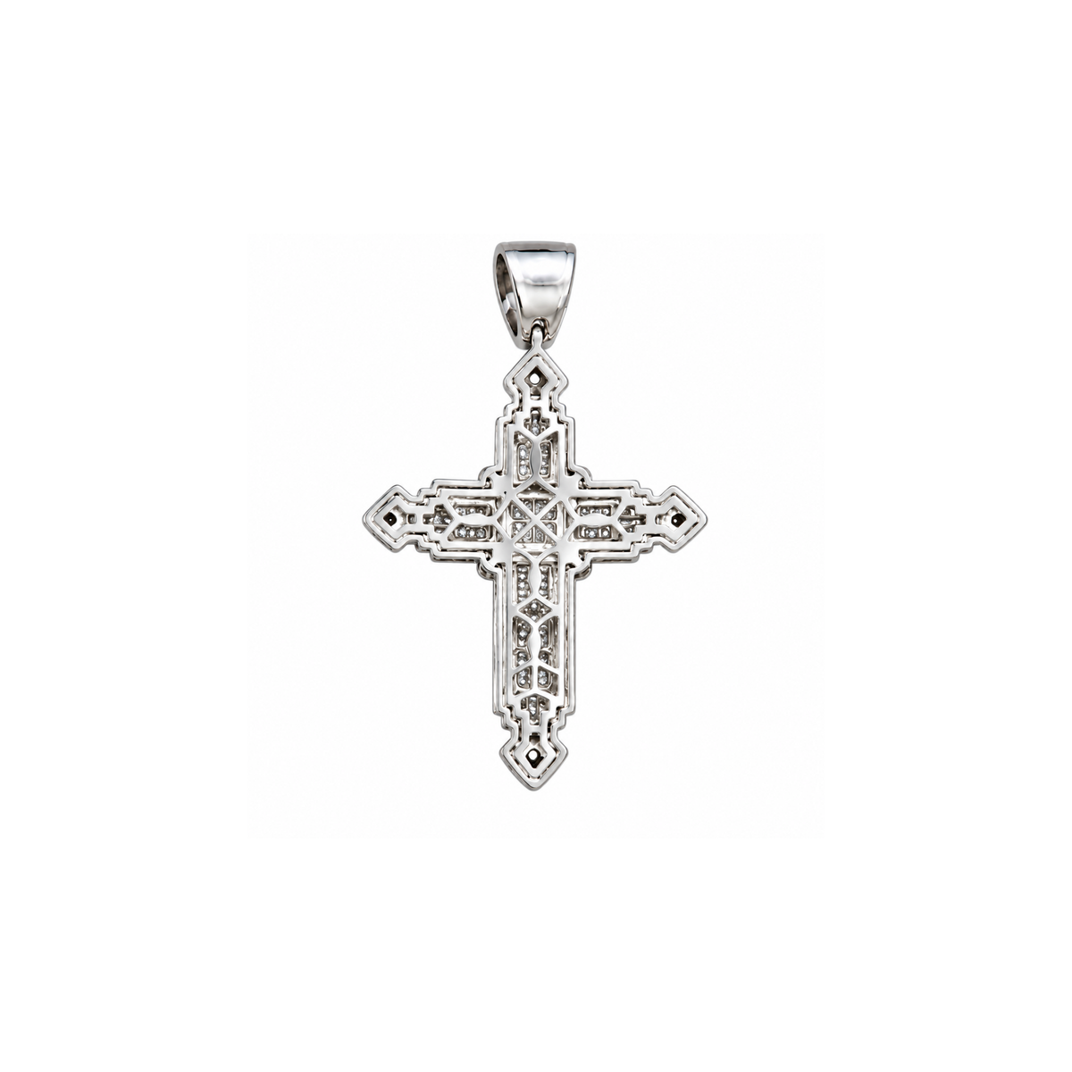 14K White Gold Diamond Cross Pendant
