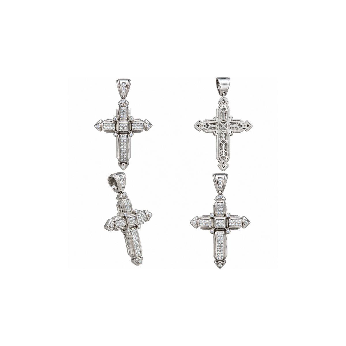 14K White Gold Diamond Cross Pendant