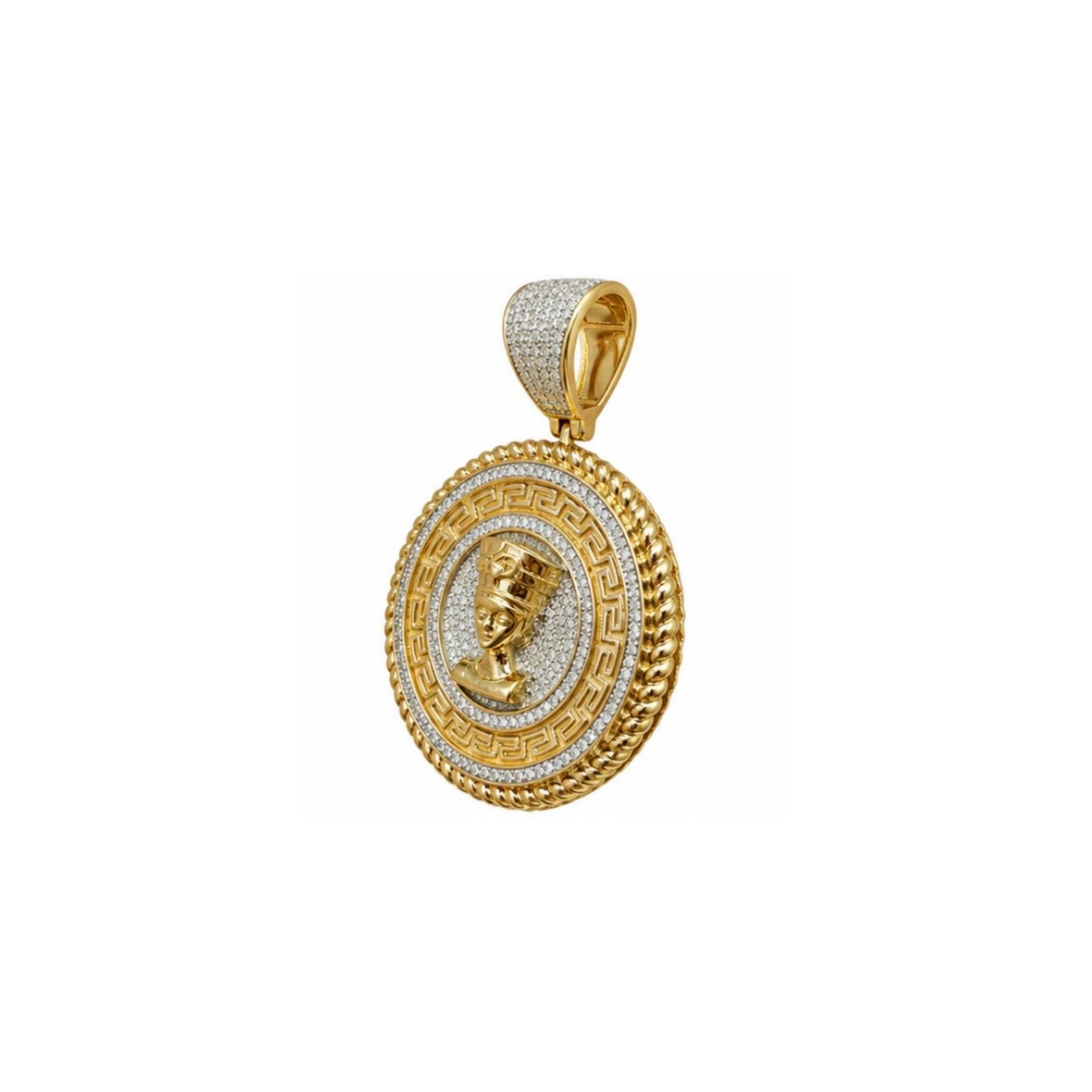 14K Yellow Gold Nefertiti CZ Pendant – 11.51g