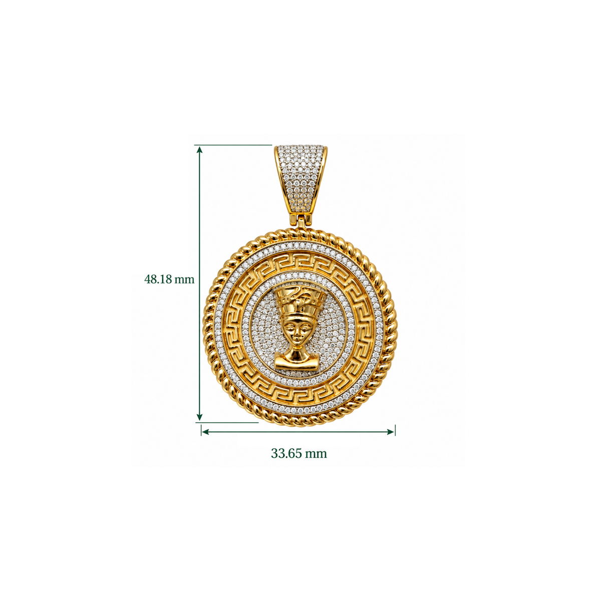 14K Yellow Gold Nefertiti CZ Pendant – 11.51g