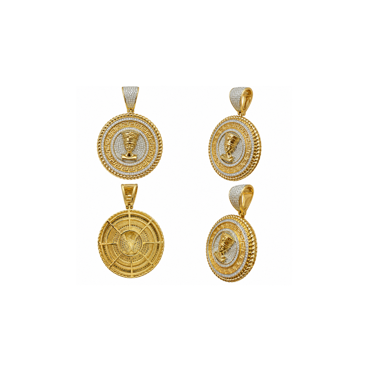 14K Yellow Gold Nefertiti CZ Pendant – 11.51g