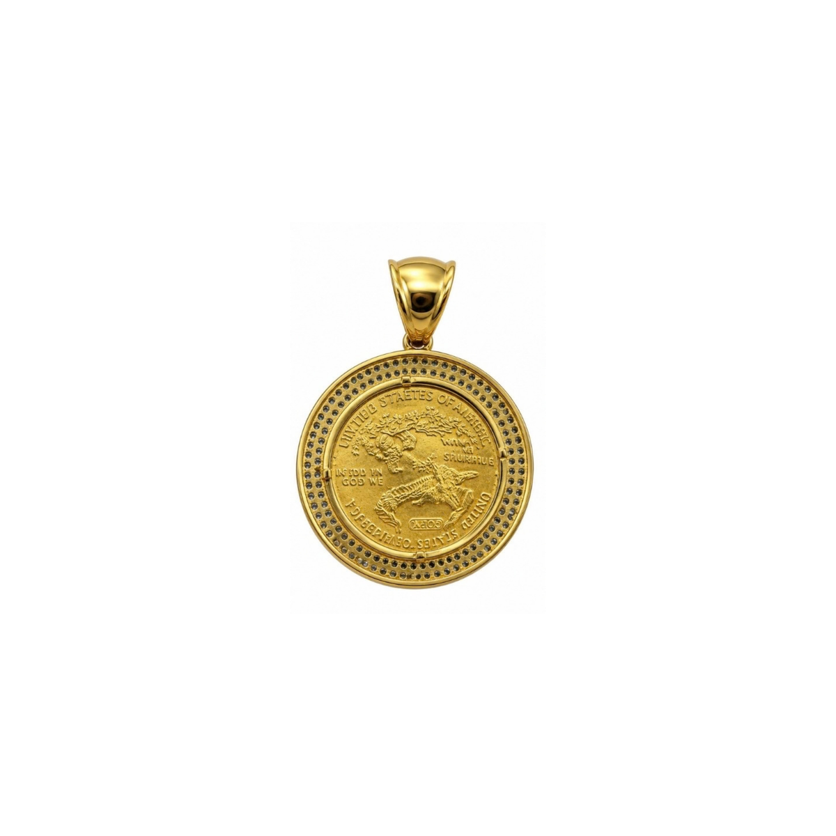 10K Yellow Gold CZ Coin Pendant – 11.20g