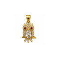 14K Yellow Gold Owl CZ Pendant