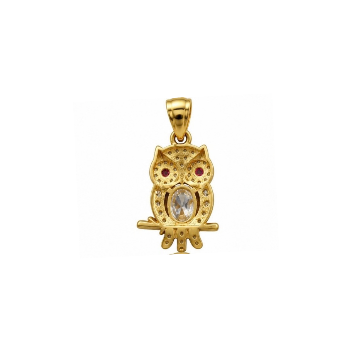 14K Yellow Gold Owl CZ Pendant