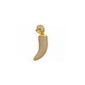 14K Yellow Gold CZ Cornicello Horn Pendant