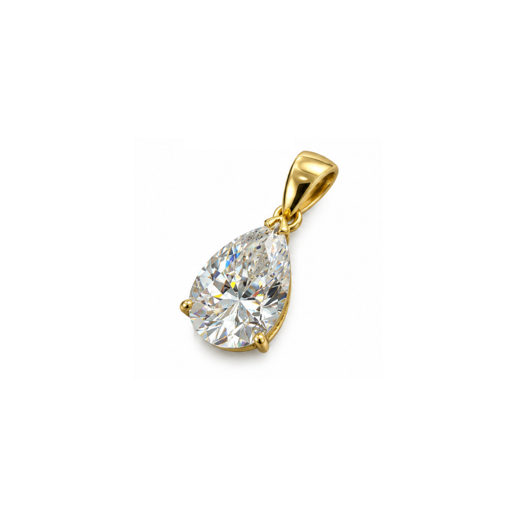 14K Yellow Gold Pear-Shaped CZ Pendant